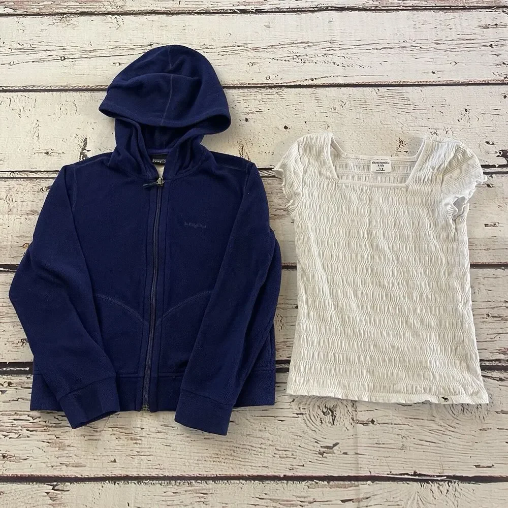 Abercrombie & Fitch Patagonia Hoodie Girls Shirt Size 7/8 & XS Lot of 2